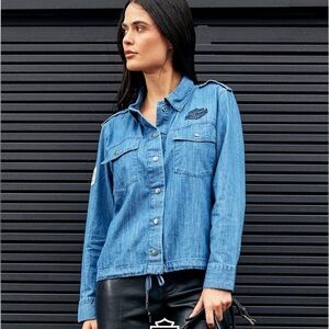 Harley-Davidson Division Chambray Anorak Jacket Denim Size Large NWT